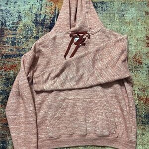 Women's Heathered Pink Lace-Up Hoodie